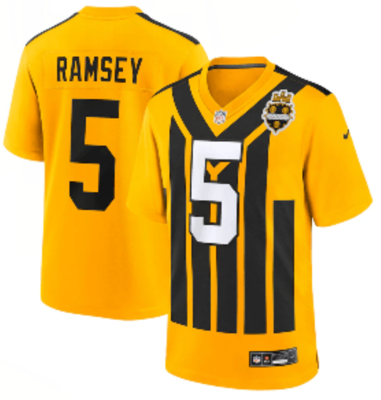 Men Pittsburgh Steelers #5 Ramsey Yellow Retro 2025 Nike Limited NFL Jersey style 003